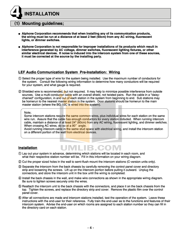PDF manual for Aiphone Other LEF-10C Intercoms